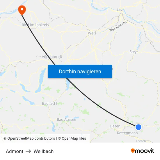 Admont to Weilbach map