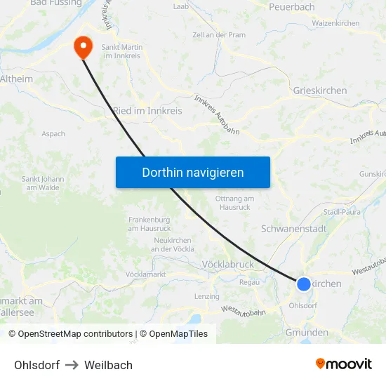 Ohlsdorf to Weilbach map