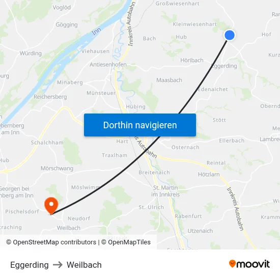 Eggerding to Weilbach map