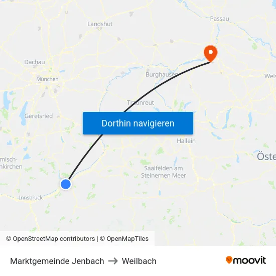 Marktgemeinde Jenbach to Weilbach map