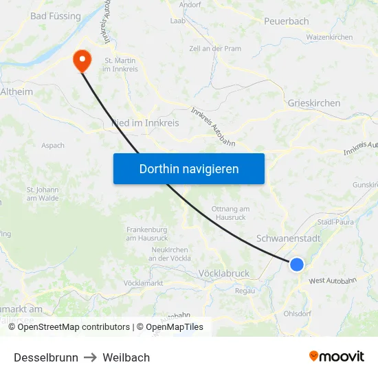 Desselbrunn to Weilbach map