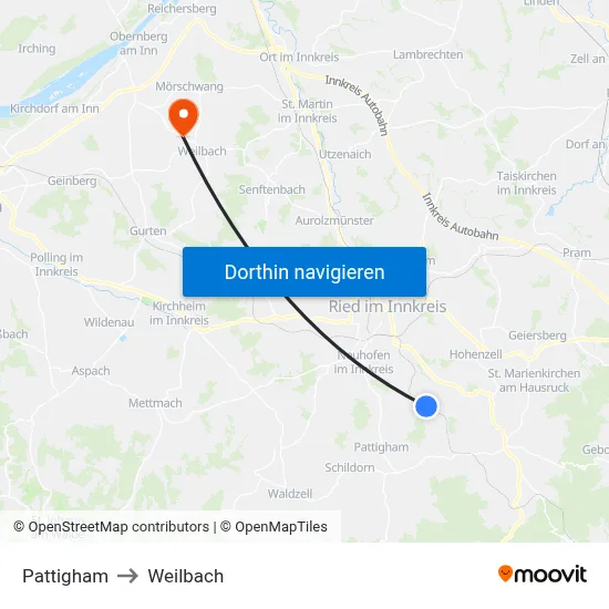 Pattigham to Weilbach map