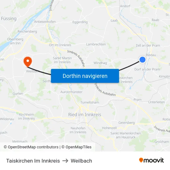 Taiskirchen Im Innkreis to Weilbach map