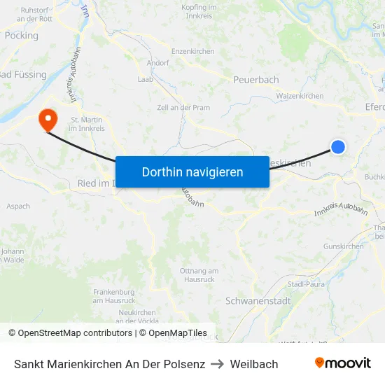 Sankt Marienkirchen An Der Polsenz to Weilbach map