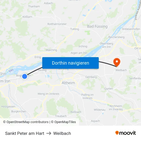 Sankt Peter am Hart to Weilbach map