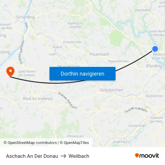 Aschach An Der Donau to Weilbach map