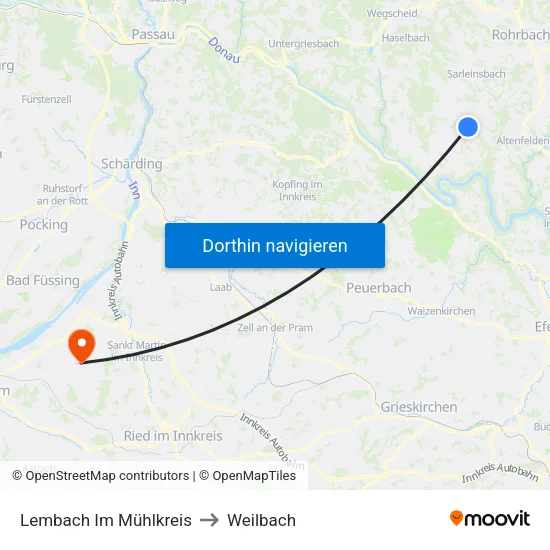 Lembach Im Mühlkreis to Weilbach map