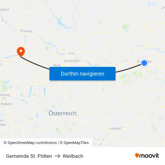 Gemeinde St. Pölten to Weilbach map