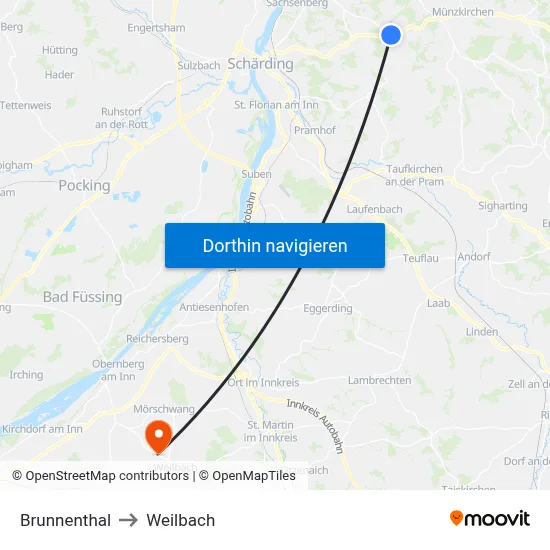 Brunnenthal to Weilbach map