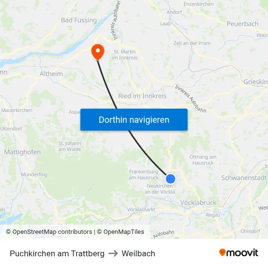 Puchkirchen am Trattberg to Weilbach map
