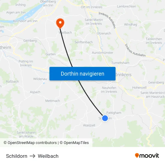 Schildorn to Weilbach map