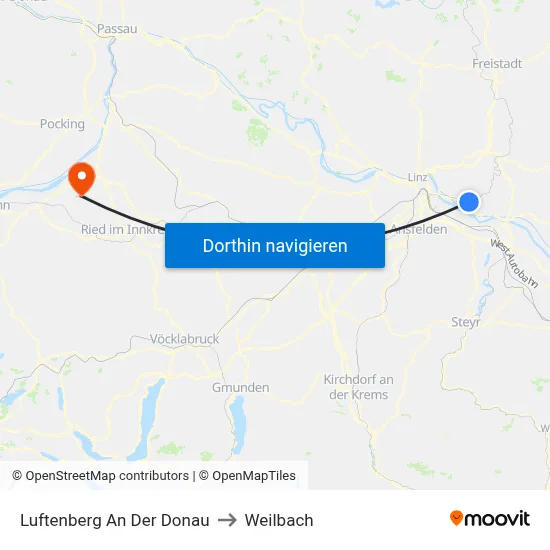 Luftenberg An Der Donau to Weilbach map