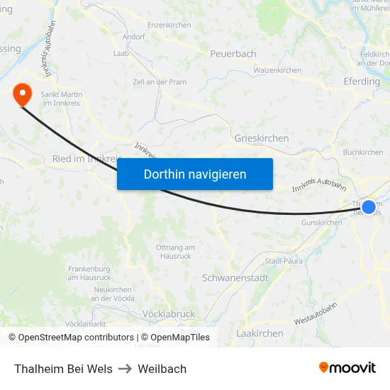Thalheim Bei Wels to Weilbach map