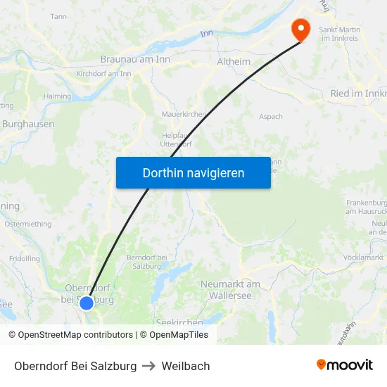 Oberndorf Bei Salzburg to Weilbach map