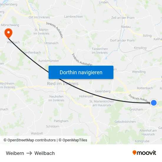 Weibern to Weilbach map