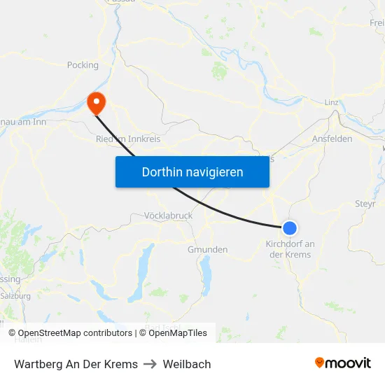 Wartberg An Der Krems to Weilbach map