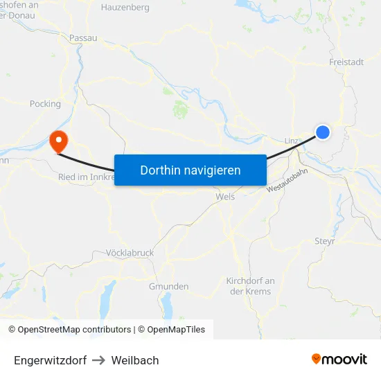 Engerwitzdorf to Weilbach map