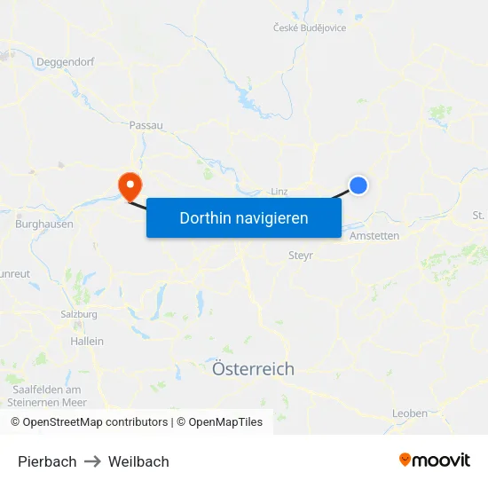 Pierbach to Weilbach map