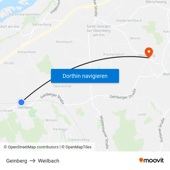 Geinberg to Weilbach map