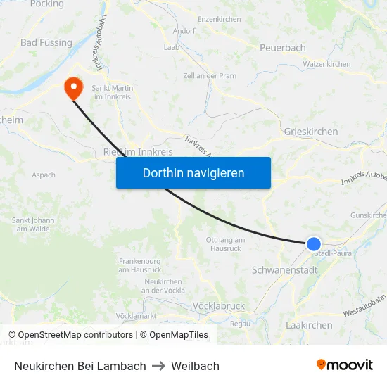 Neukirchen Bei Lambach to Weilbach map
