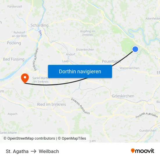 St. Agatha to Weilbach map
