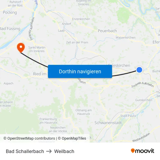 Bad Schallerbach to Weilbach map