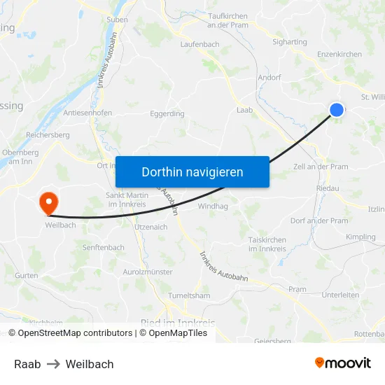 Raab to Weilbach map