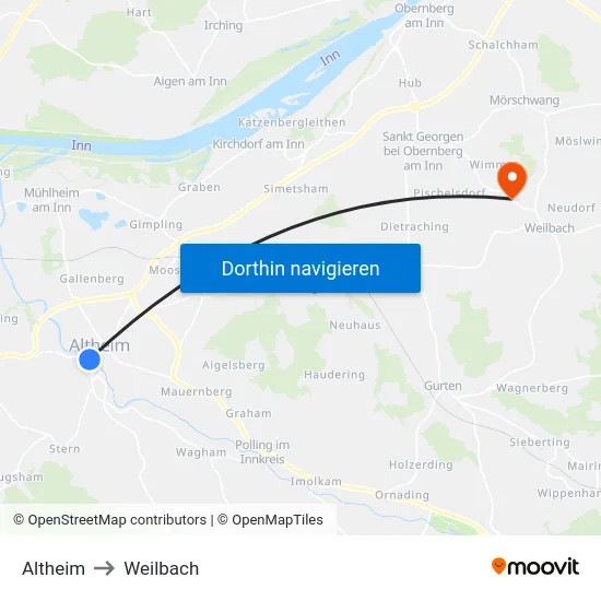 Altheim to Weilbach map