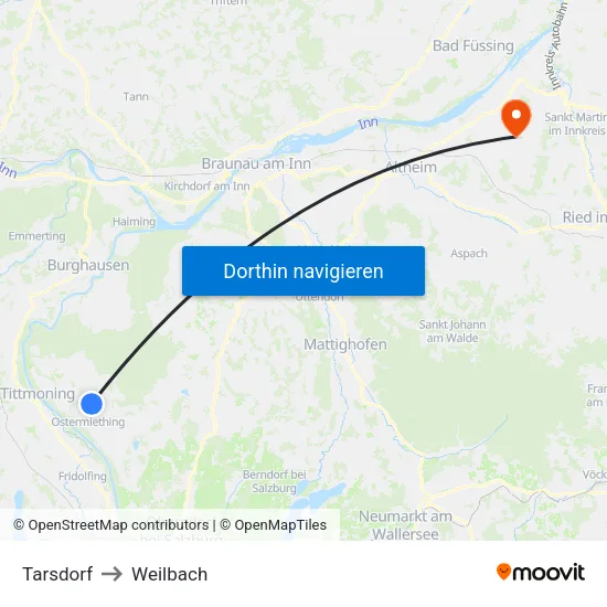 Tarsdorf to Weilbach map