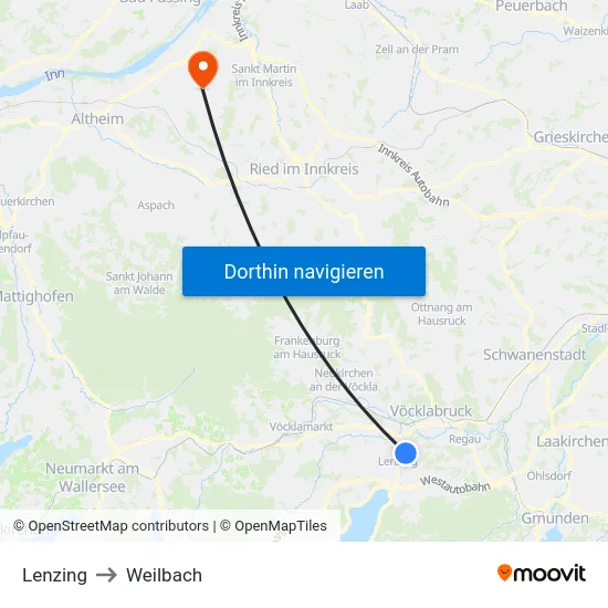 Lenzing to Weilbach map