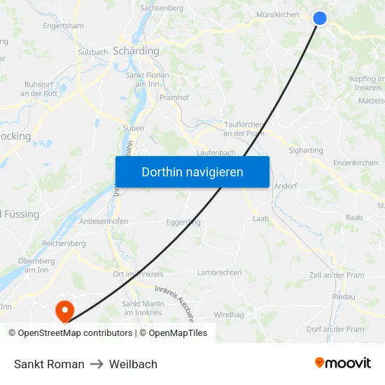 Sankt Roman to Weilbach map