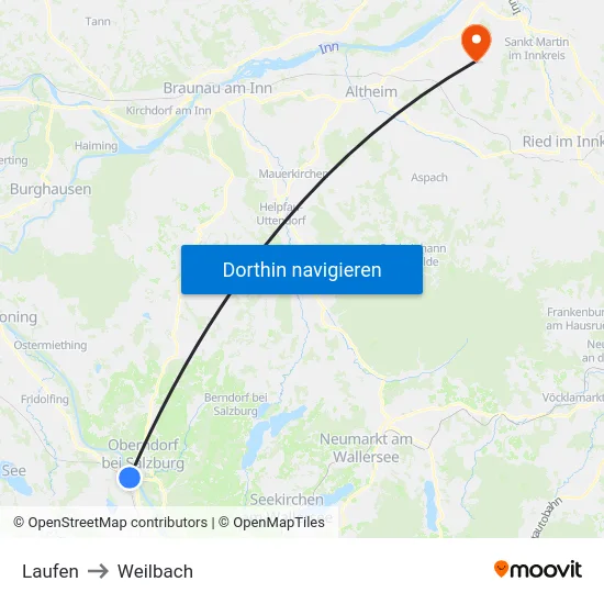 Laufen to Weilbach map