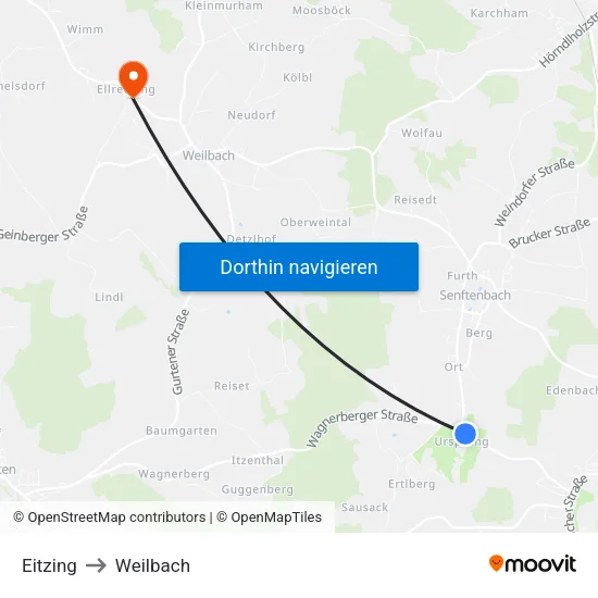 Eitzing to Weilbach map