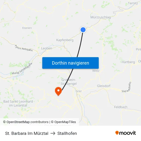St. Barbara Im Mürztal to Stallhofen map