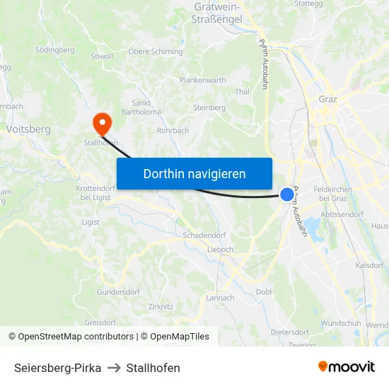 Seiersberg-Pirka to Stallhofen map