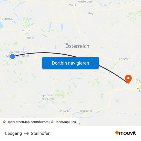Leogang to Stallhofen map