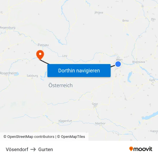 Vösendorf to Gurten map