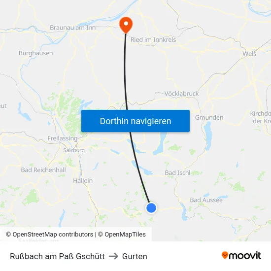 Rußbach am Paß Gschütt to Gurten map