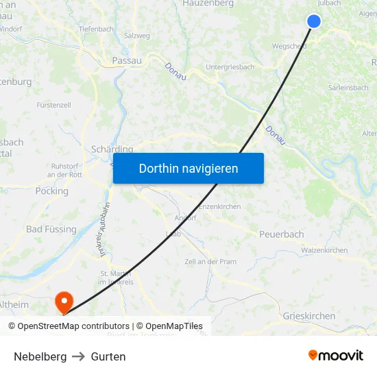 Nebelberg to Gurten map