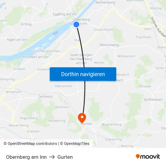 Obernberg am Inn to Gurten map