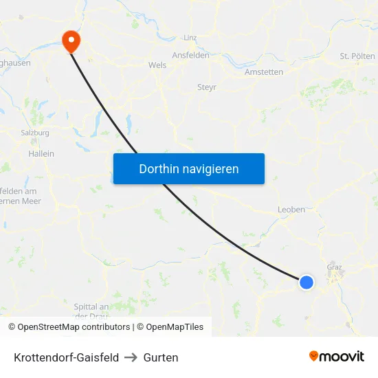 Krottendorf-Gaisfeld to Gurten map