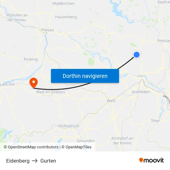 Eidenberg to Gurten map