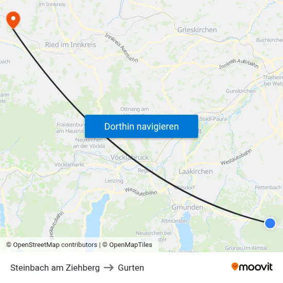 Steinbach am Ziehberg to Gurten map