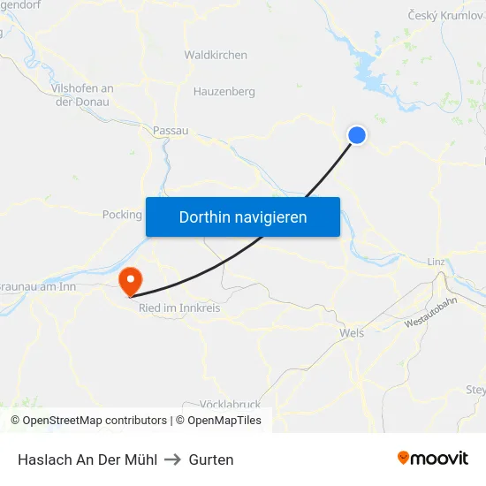 Haslach An Der Mühl to Gurten map