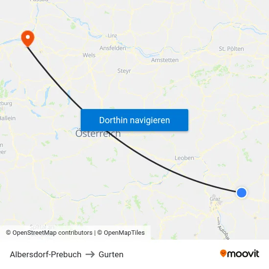 Albersdorf-Prebuch to Gurten map