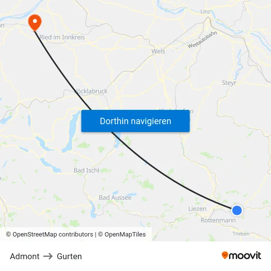 Admont to Gurten map