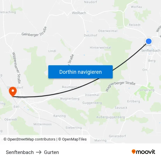 Senftenbach to Gurten map