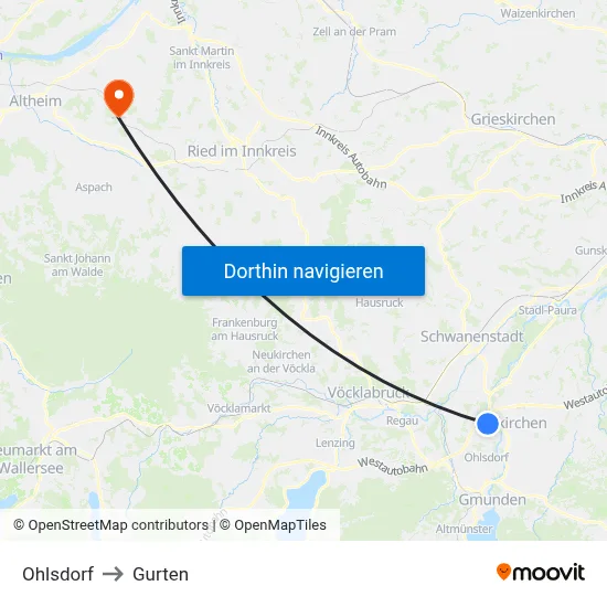 Ohlsdorf to Gurten map