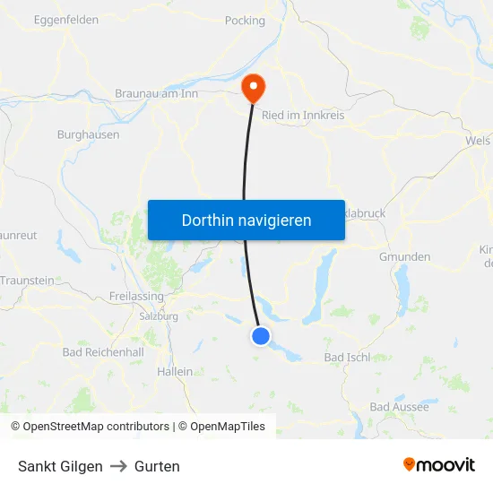 Sankt Gilgen to Gurten map