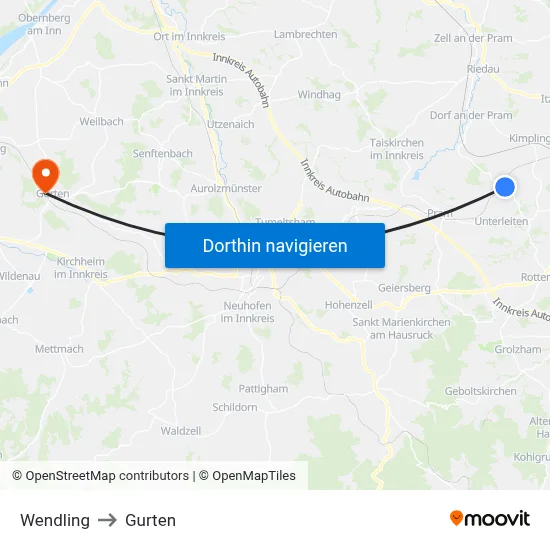 Wendling to Gurten map